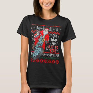 Biker Santa Motorcycle Ugly jul Sweater T Shirt
