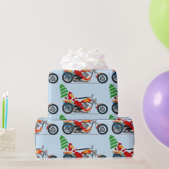 Biker Santa på en helikopter med Julgran Presentpapper (Festgåvor)