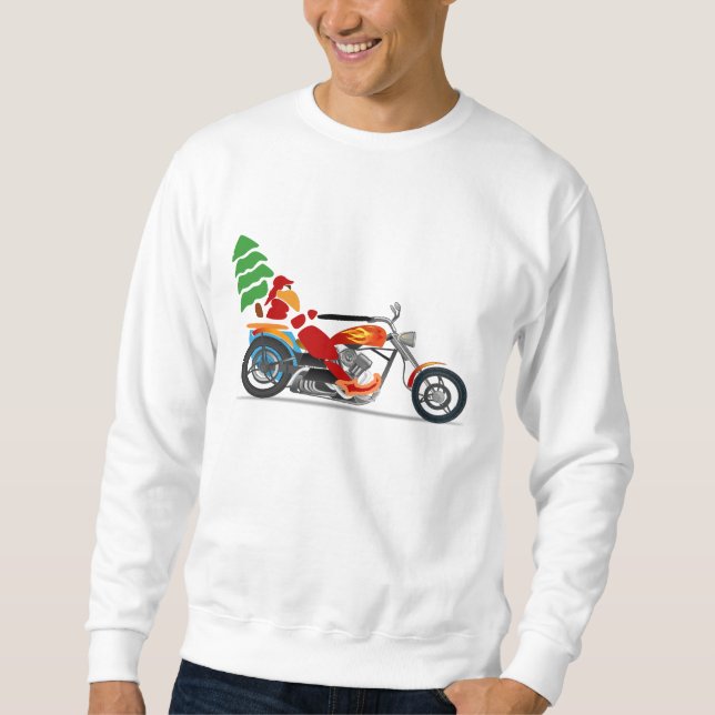 Biker Santa Riding a Motorcykel Långärmad Tröja (Framsida)