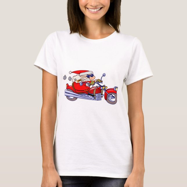 Biker Santa T Shirt (Framsida)