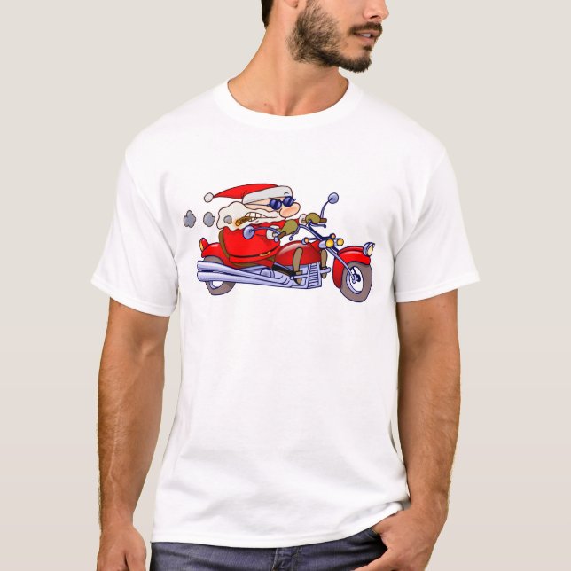 Biker Santa Tee Shirt (Framsida)