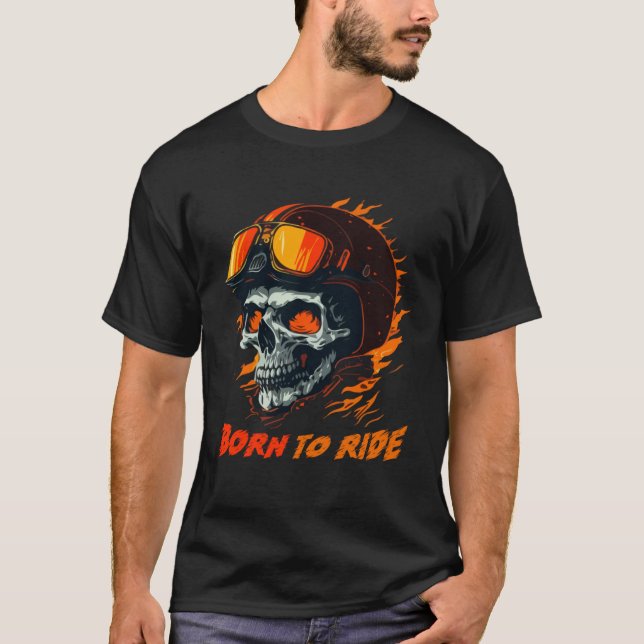 Biker Skeleton Mystic Death Bone T Shirt (Framsida)