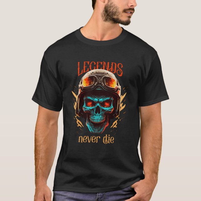 Biker Skeleton Mystic Death Bone T Shirt (Framsida)