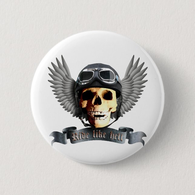 Biker Skull A Knapp (Framsida)