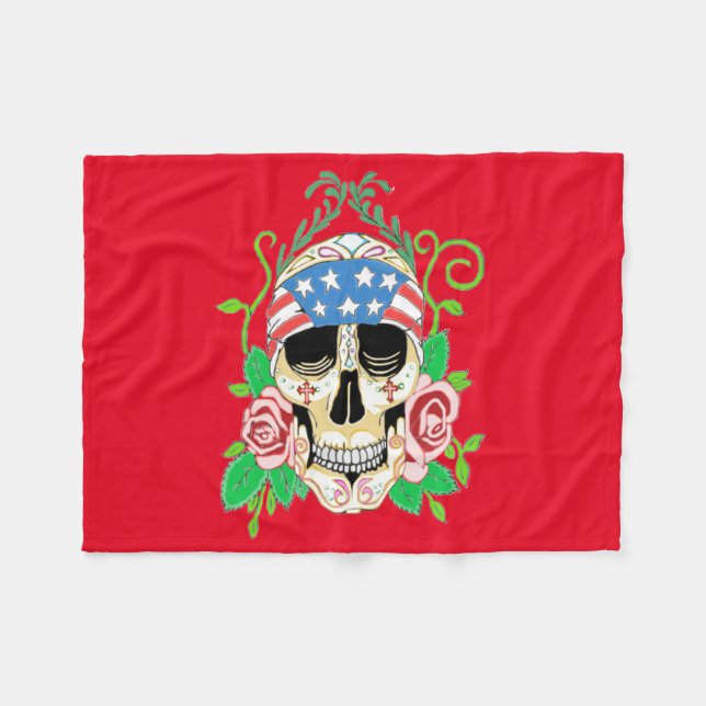 Biker Skull Fleecefilt (Framsidan (Horisontell))