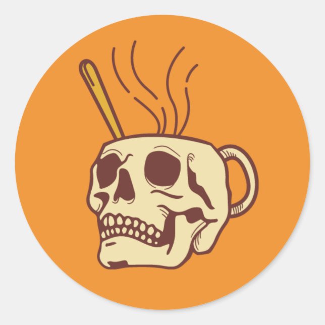 Biker Skull Runt Klistermärke (Framsida)