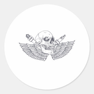 Biker Skullhuvud Helmet Tatto Coola Bike Runt Klistermärke