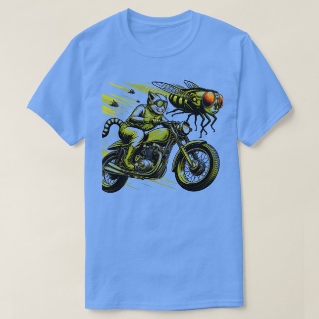 Biker Tabby katt Riding Chopper Motorcle Cicadas T Shirt (Design framsida)