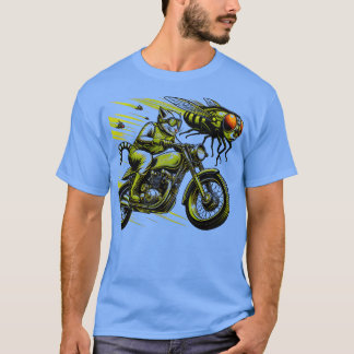Biker Tabby katt Riding Chopper Motorcle Cicadas T Shirt