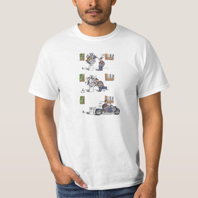 Biker vid museets vita T-shirt (Framsida)