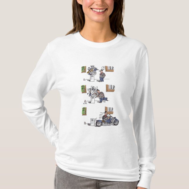 Biker Vita långärmader på museet T Shirt (Framsida)