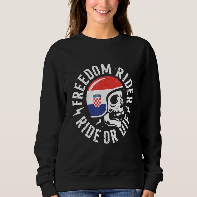 Biker with Croatia flag T Shirt (Framsida)