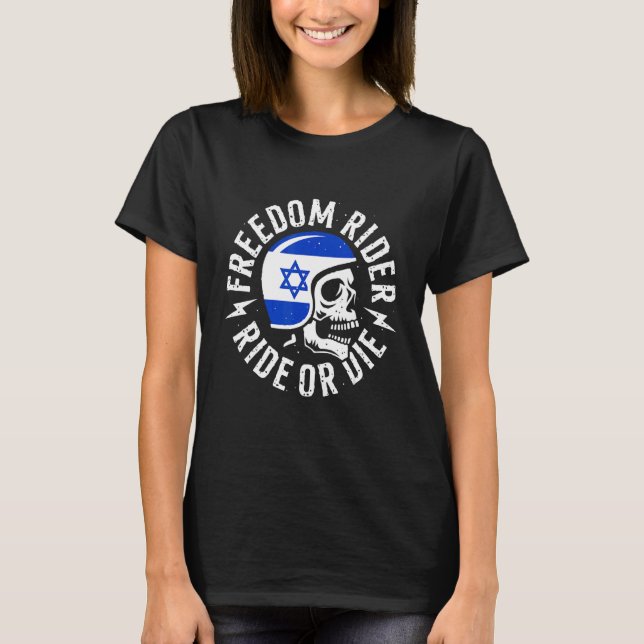 Biker with Israel flag T Shirt (Framsida)