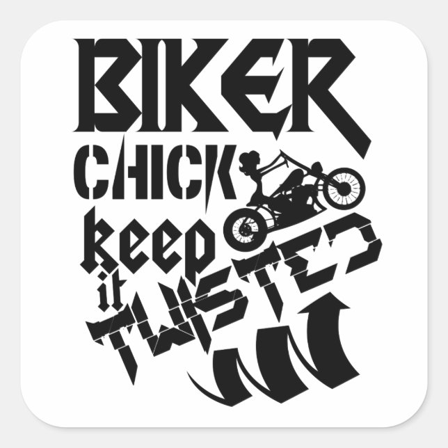 Bikerchickklistermärke Fyrkantigt Klistermärke (Framsida)
