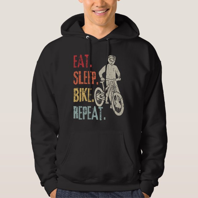 Bikerna Eat SömnBike Repeat Retro Bike Mountain Hoodie (Framsida)