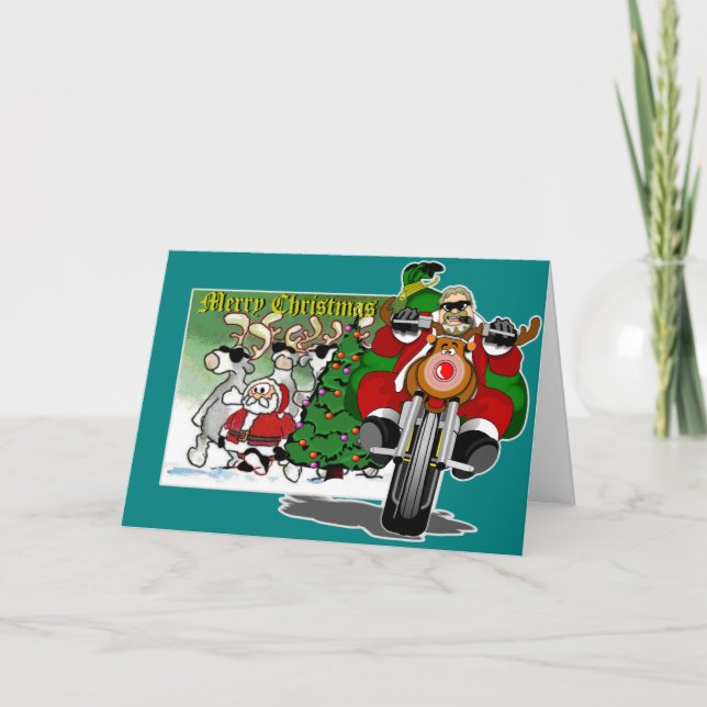 Bikerna Helper Bubba Claus Helgkort (Framsida)