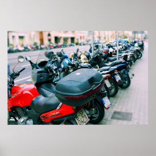 Bikerna Row Barcelona, Spanien Poster