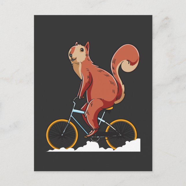 Bikerna Squirrel Bicycle Cute Rodent Vykort (Framsida)