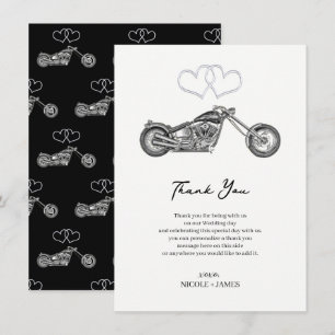 Bikerna Tack för motorcykel Black & Silver Hearts Inbjudningar