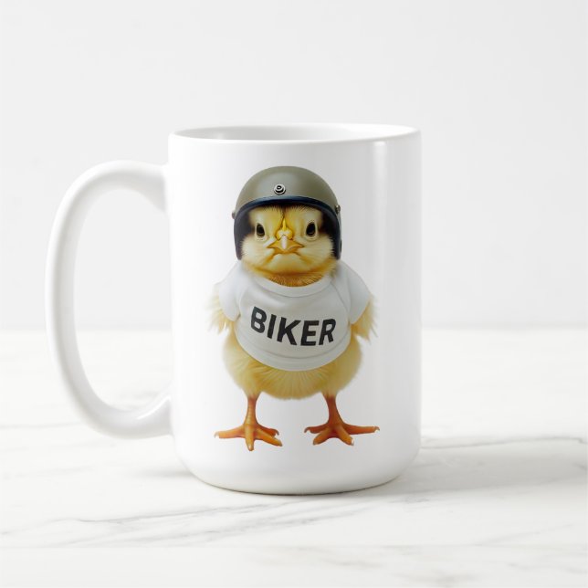 Bikernas chickar förenar en rolig motorcykelförare kaffemugg (Vänster)