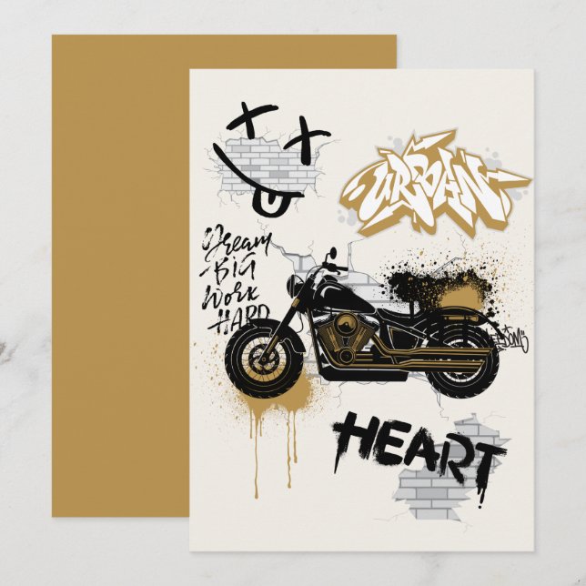 Bikernas födelsedagsinbjudan inbjudningar (Fram/baksida)