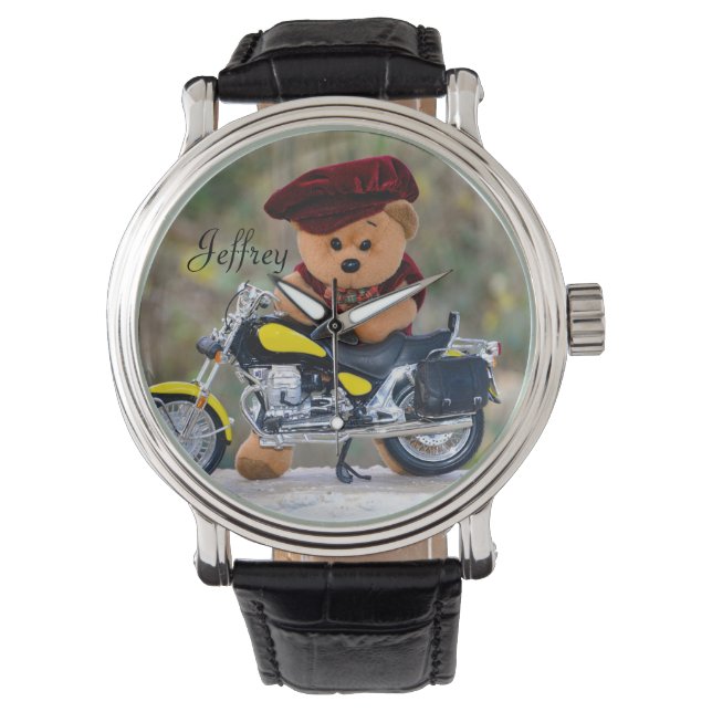 Bikernas Teddy - med ditt namn - Armbandsur (Framsida)