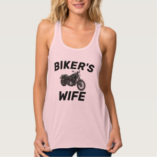 BIKERNAS WIFE DAM MOTORCYCLE T-SHIRTS LINNE MED RACERBACK 