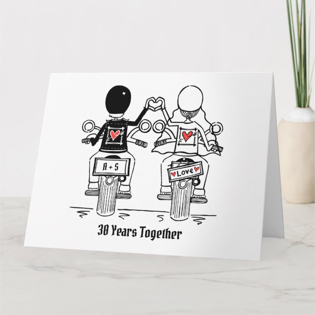 Bikers motorcykel äktenskap årsdag kort (Framsida)