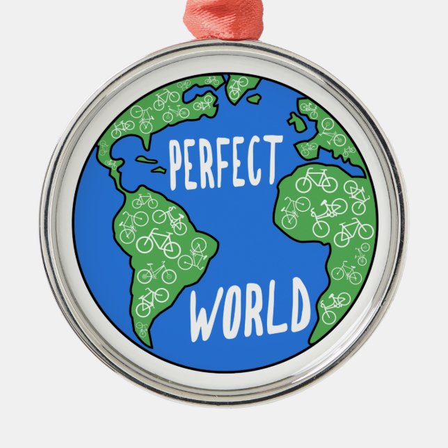 Bikes gör Perfekten till en värld Julgransprydnad Metall (Framsidan)