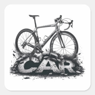 Bikes över bilar fyrkantigt klistermärke