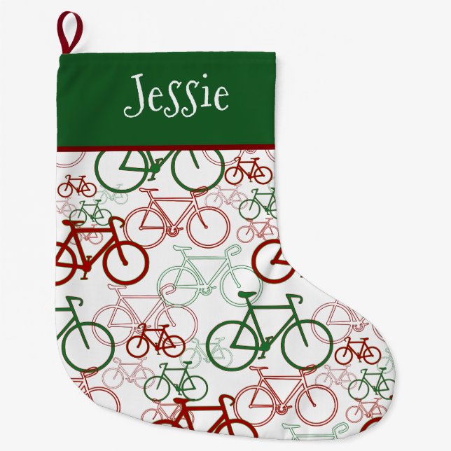 Bikes Personalized Christmas Stocking Stor Julstrumpa (Framsidan)