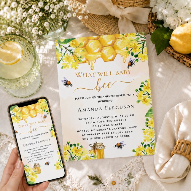 Bikindpappsfest gul blomster könsbestämning inbjudningar (Skapare uppladdad)