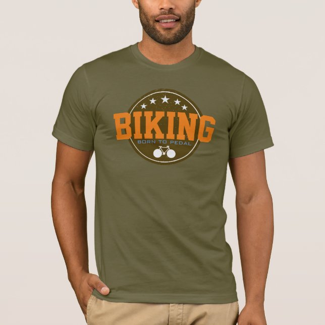 BIKING 'born to pedal' coola Tee Shirt (Framsida)