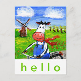 Biking Cow Vykort