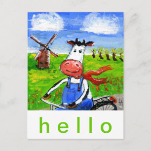 Biking Cow Vykort
