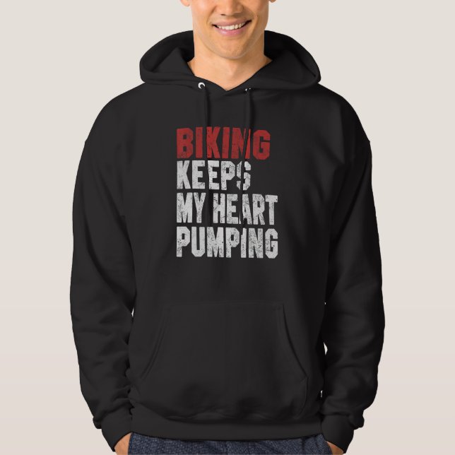 Biking  For Men Women Biking Keeps My Heart Dad Hoodie (Framsida)