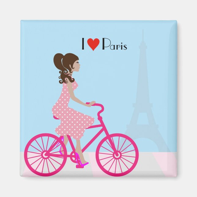 Biking in Paris Fridge Magnet (Framsidan)