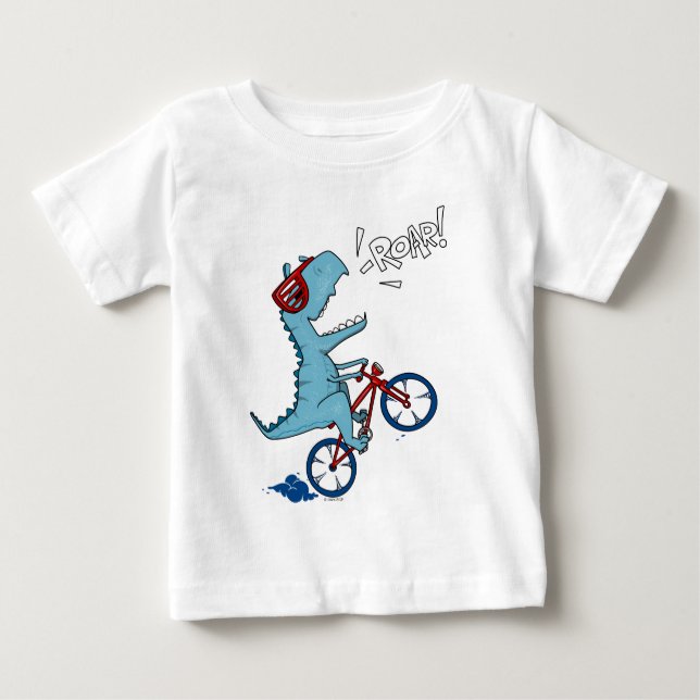 Biking T-Rex Roar T Shirt (Framsida)
