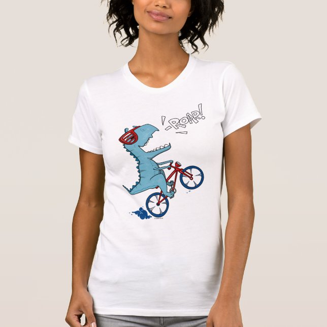 Biking T-Rex Roar T Shirt (Framsida)