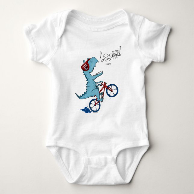 Biking T-Rex Roar T Shirt (Framsida)