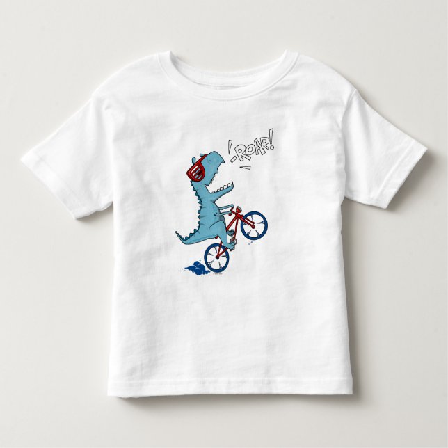 Biking T-Rex Roar T Shirt (Framsida)