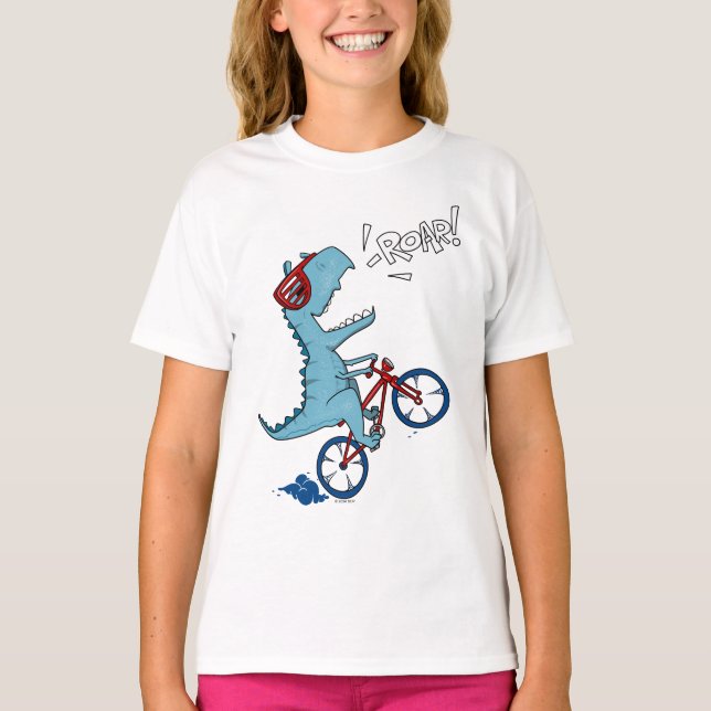 Biking T-Rex Roar T Shirt (Framsida)