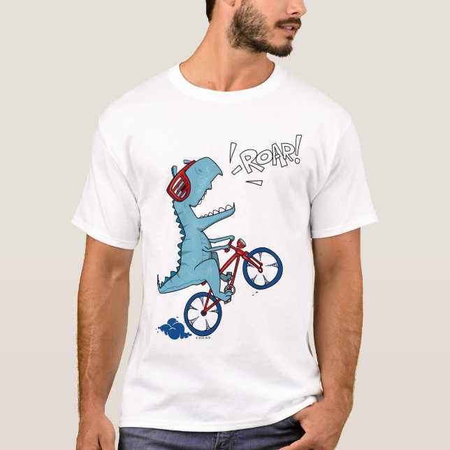 Biking T-Rex Roar T Shirt (Framsida)