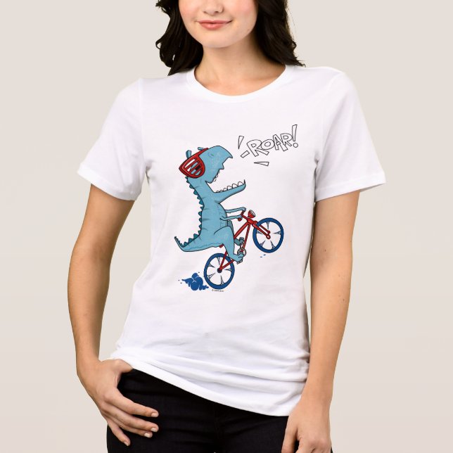 Biking T-Rex Roar T Shirt (Framsida)