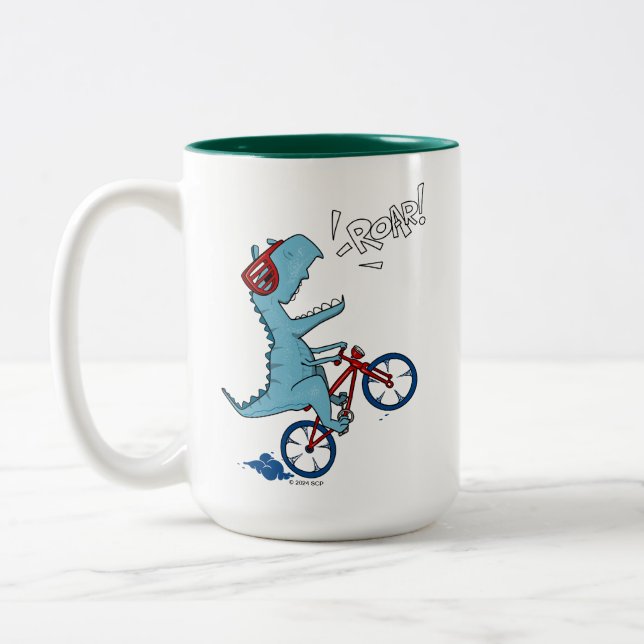 Biking T-Rex Roar Två-Tonad Mugg (Vänster)
