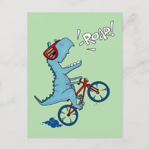 Biking T-Rex Roar Vykort