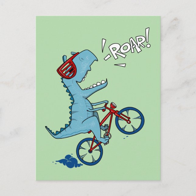 Biking T-Rex Roar Vykort (Framsida)