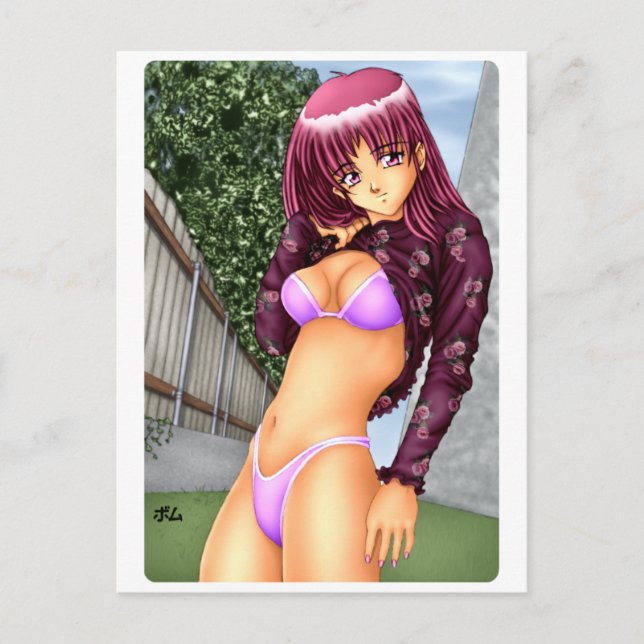 Bikini Anime Girl Vykort (Framsida)