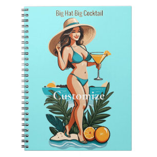 Bikini Babe Big Hat- Big Cocktail Thunder_Cove Anteckningsbok