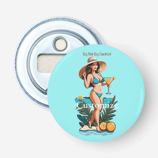 Bikini Babe Big Hat- Big Cocktail Thunder_Cove Flasköppnare (Framsidan)